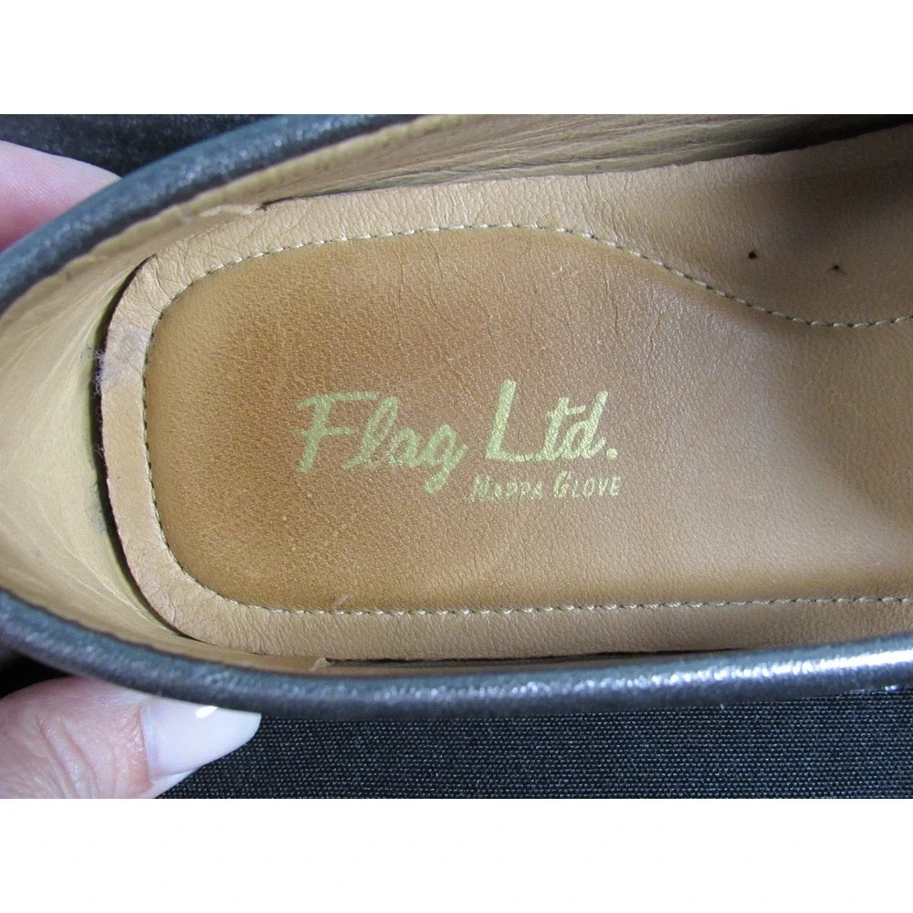 Flag Ltd Metallic Pewter Nappa Glove Leather Driving Penny Loafers 8.5M Brazil